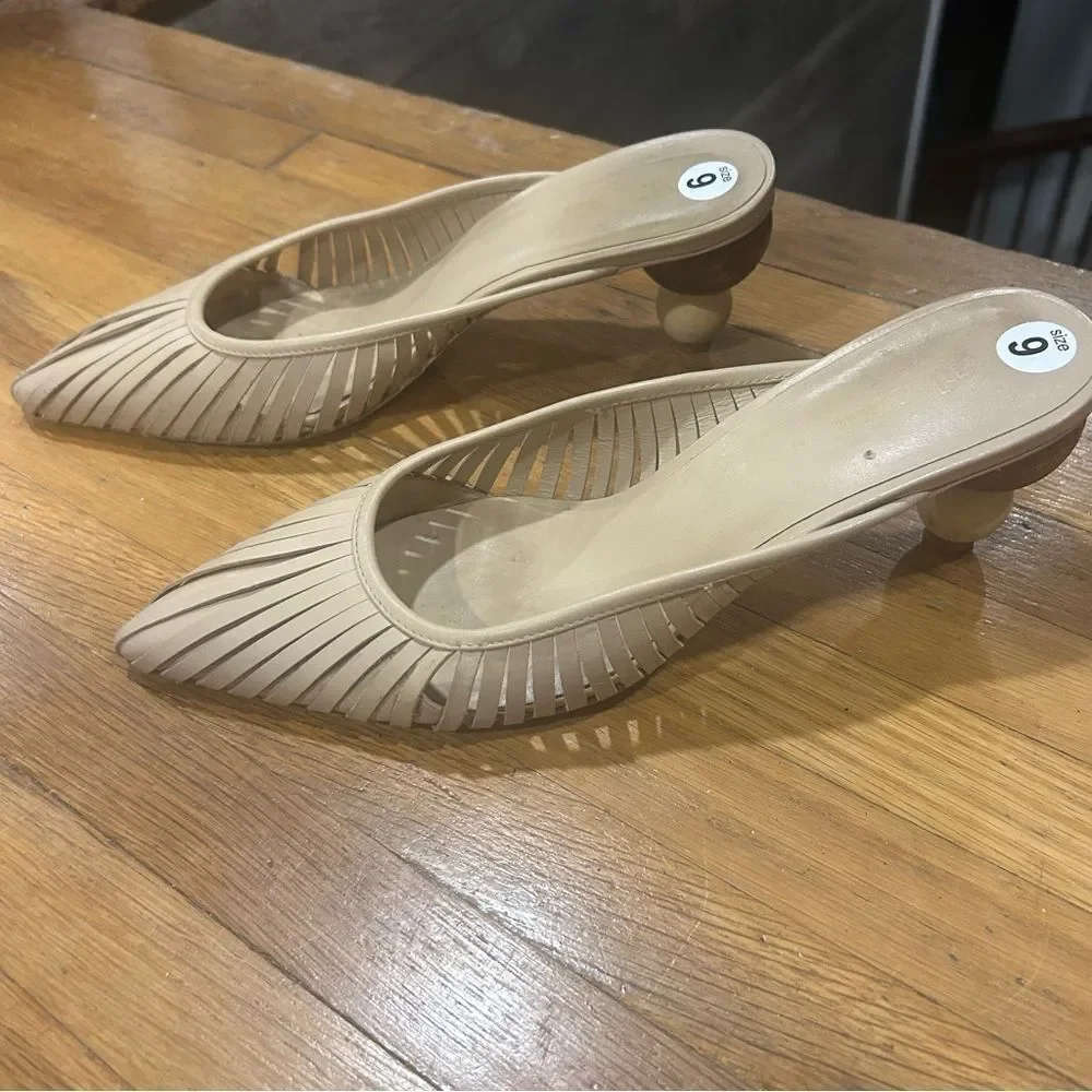 Cult Gaia Beige Mules with Unique Heel - Picture 2 of 16